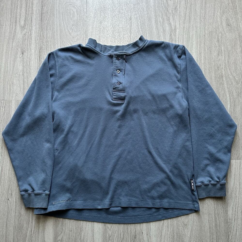 SCOTTeVEST Sev Tech Long Sleeve 1/4 Button Up Blue Size Large